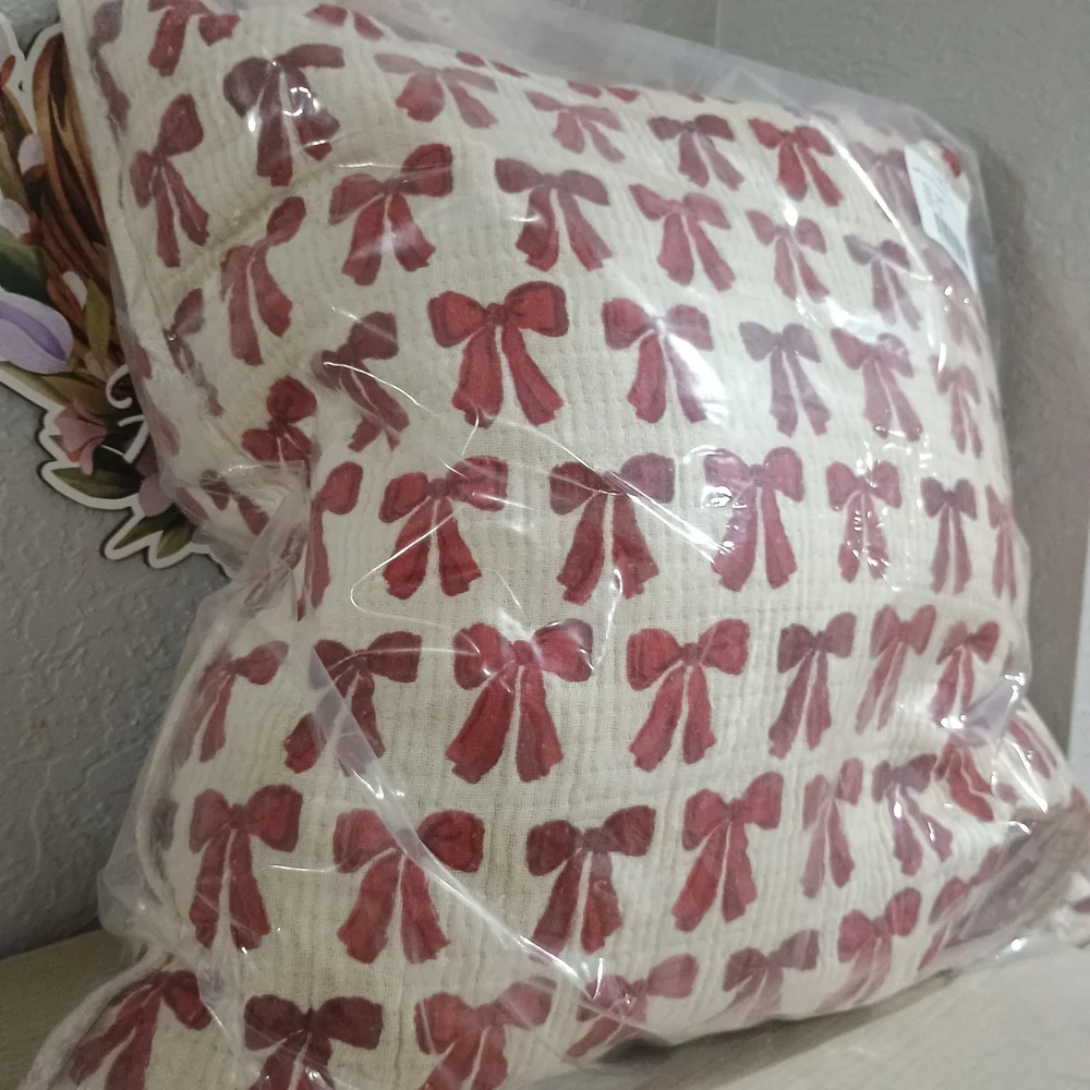 Festive Red Bow Holiday Pillow